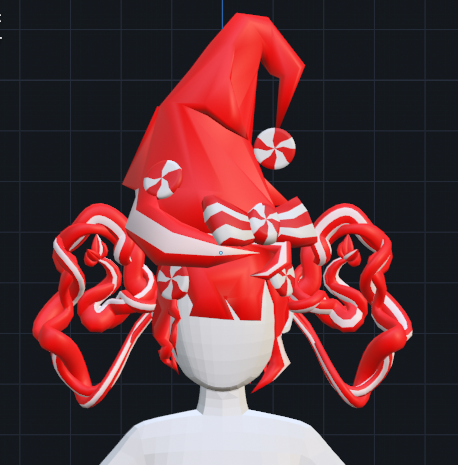 Candy Cane Hair 3D Asset